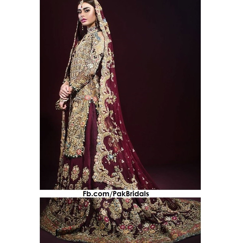 Latest Pakistani Maroon Lehenga Bridal Dress #BS151 | Pakistani bridal  dresses, Pakistani bridal wear, Pakistani bridal lehenga
