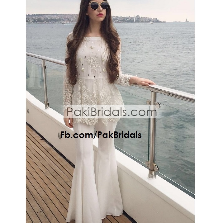 Elegant Kameez Trouser Dupatta White Dress Pakistani Online – Nameera by  Farooq