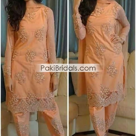 Peach Party Wear Dress 202 – Pakistan ...