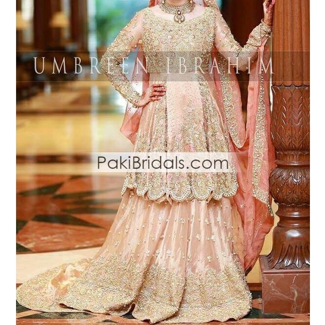 Peach colour clearance bridal dress