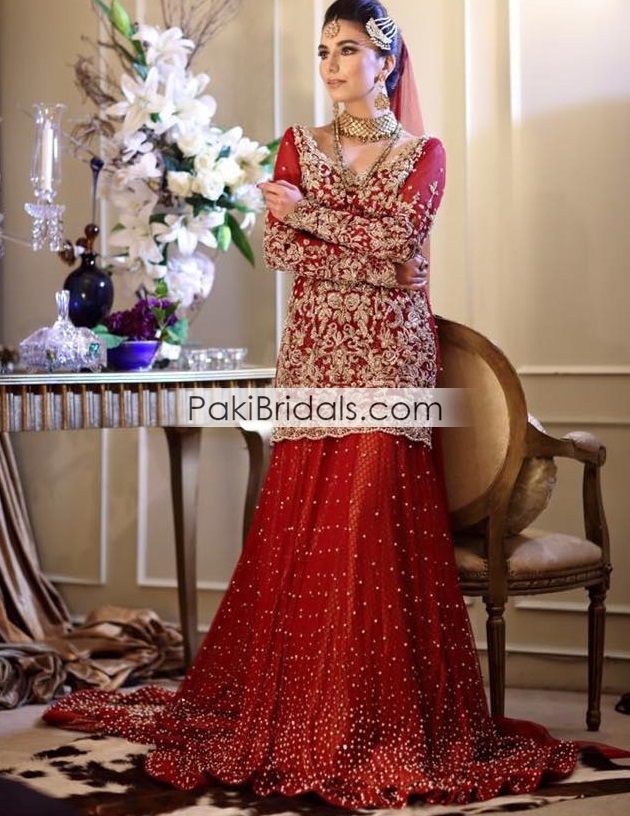 Red Front Open Gown Lehenga Pakistani Wedding Dresses | Pakistani bridal  dresses, Pakistani wedding dresses, Designer wedding dresses