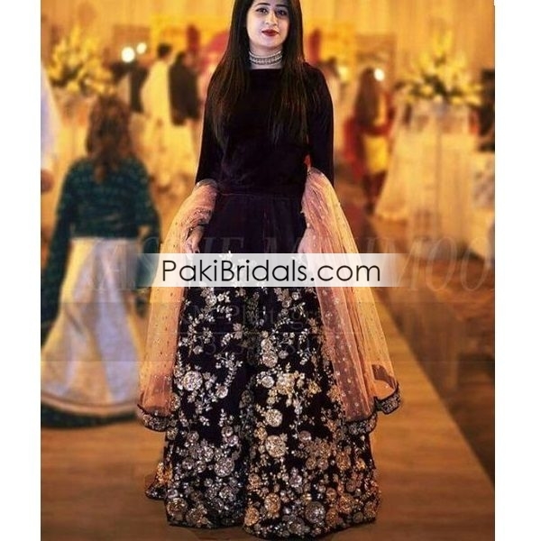 Black Velvet Frock code 411 – Pakistan Bridal Dresses