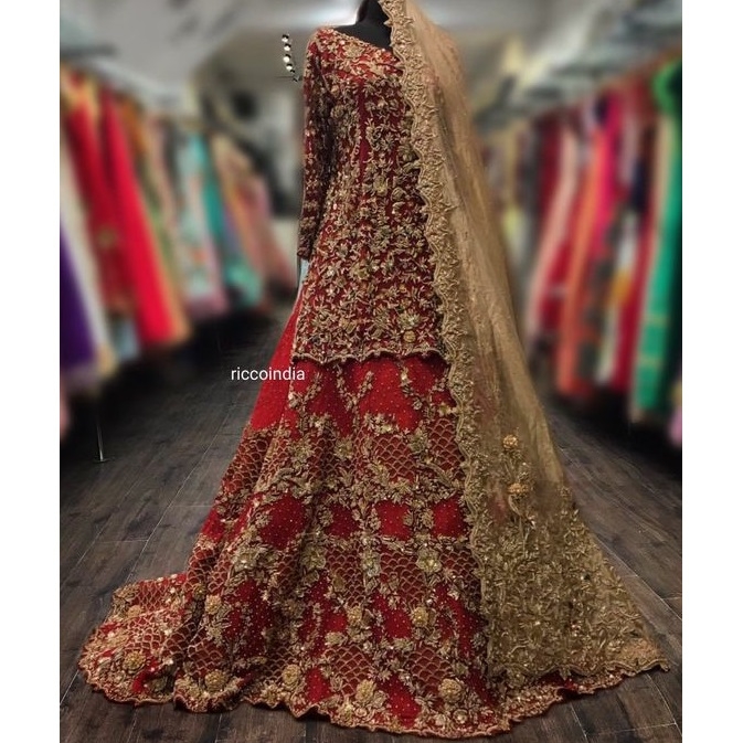 Buy Pakistani Maroon Bridal Lehenga Custom Order From Malaysia Online in  India - Etsy