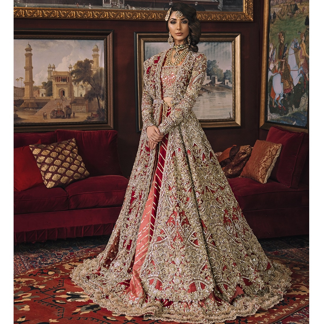 Long Kameez Red Lehenga Wedding Dresses – Hisense Designer Inc