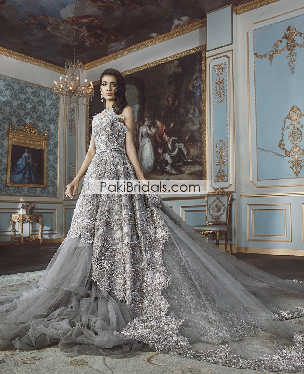 Grey Color Bridal Maxi 681 Pakistan Bridal Dresses