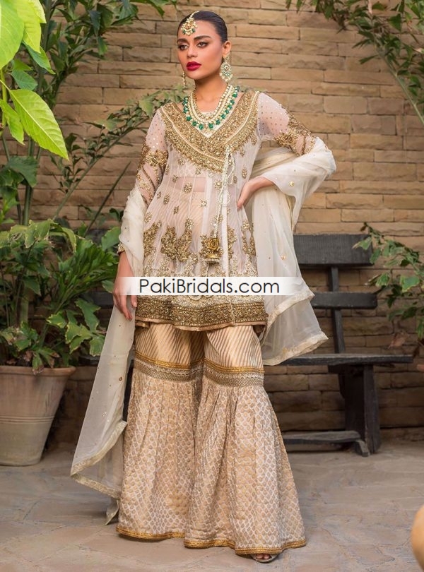 White Angrakha Gharara Dress 758 - Image 2