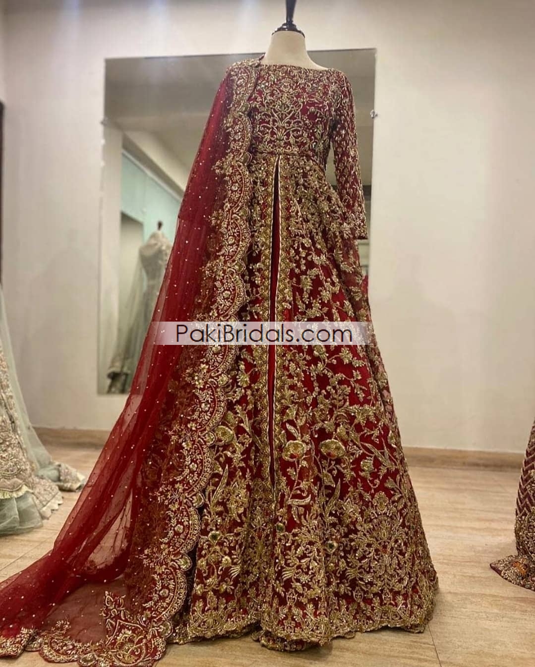 Deep Red Bridal Gown Dress 764 – Pakistan Bridal Dresses