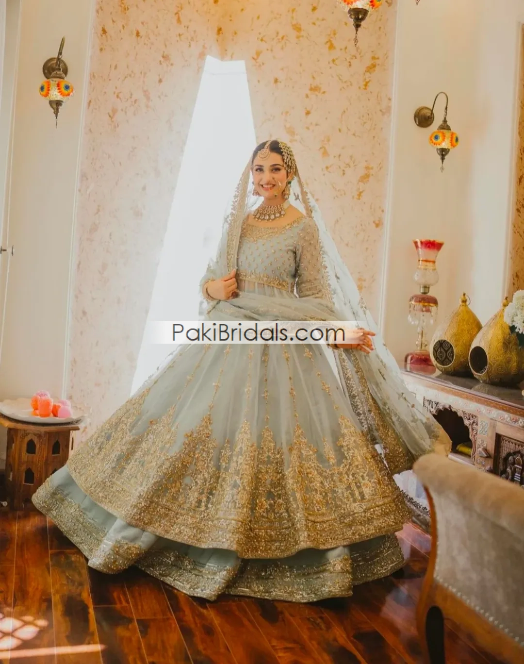 gold walima dress Sara Khan Aqua 839 CATEGORY: DRESSWEAR