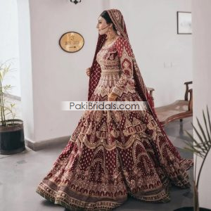 Pakistani Maroon Bridal Lehenga 840