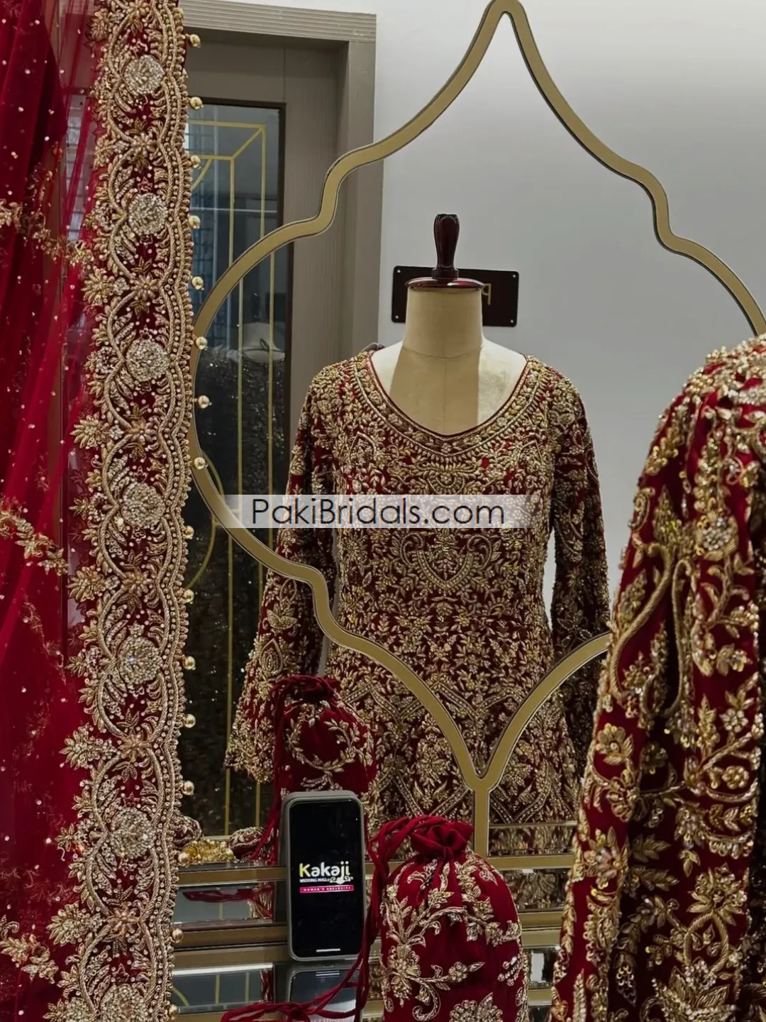 Red Pakistani Bridal Tail Maxi 845 - Image 6