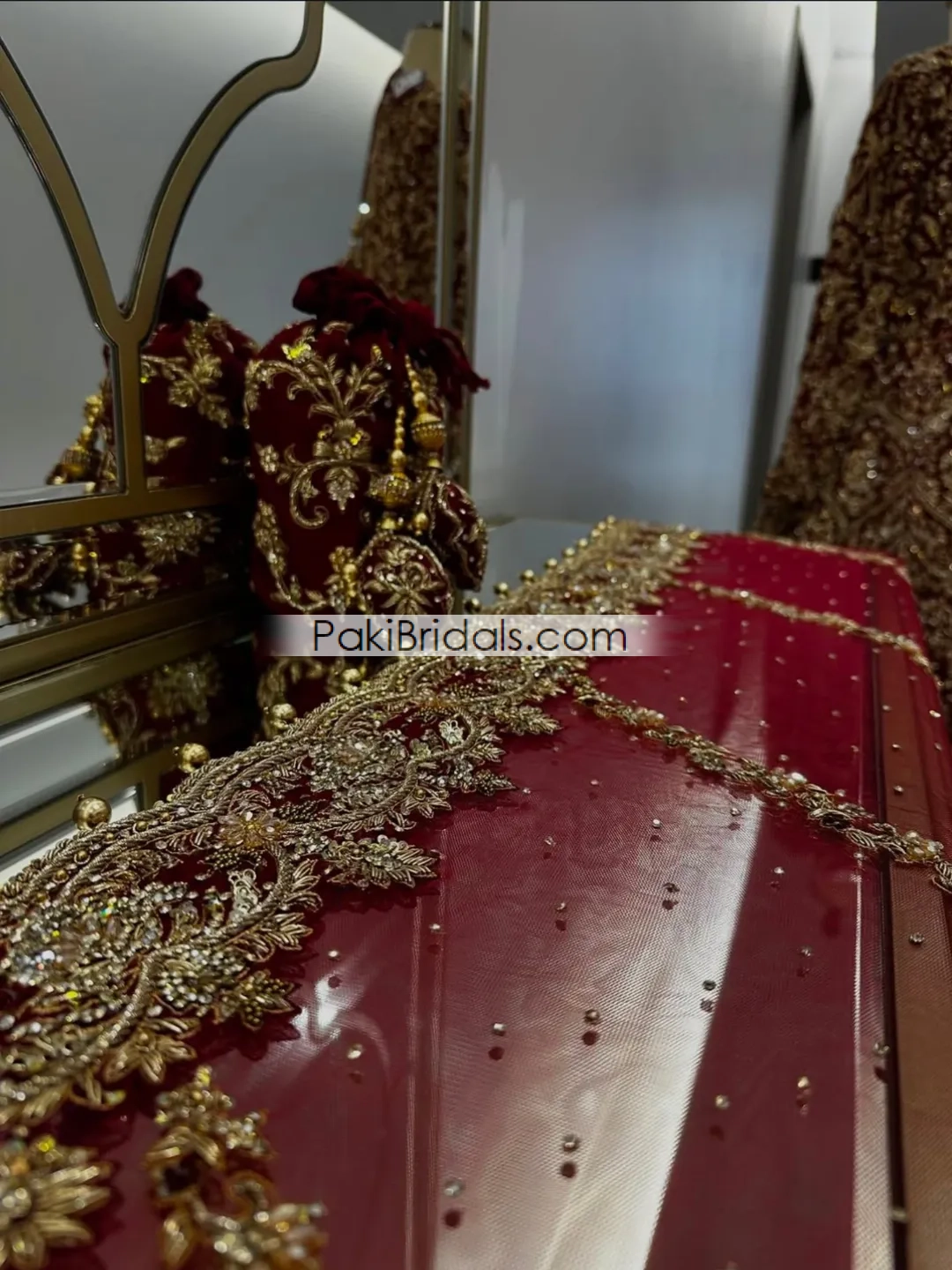 Red Pakistani Bridal Tail Maxi 845 - Image 3