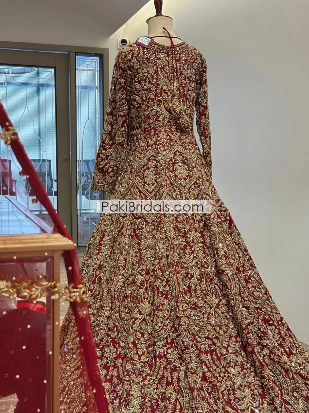 Red Pakistani Bridal Tail Maxi 845 - Image 4