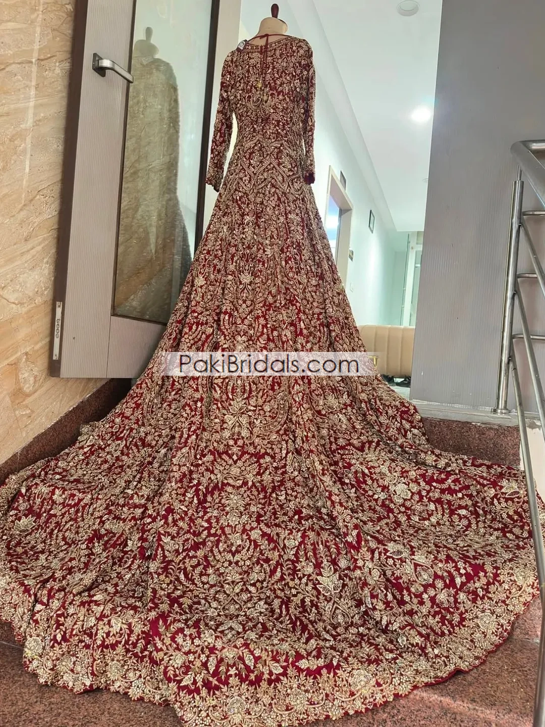 Red Pakistani Bridal Tail Maxi 845 - Image 5