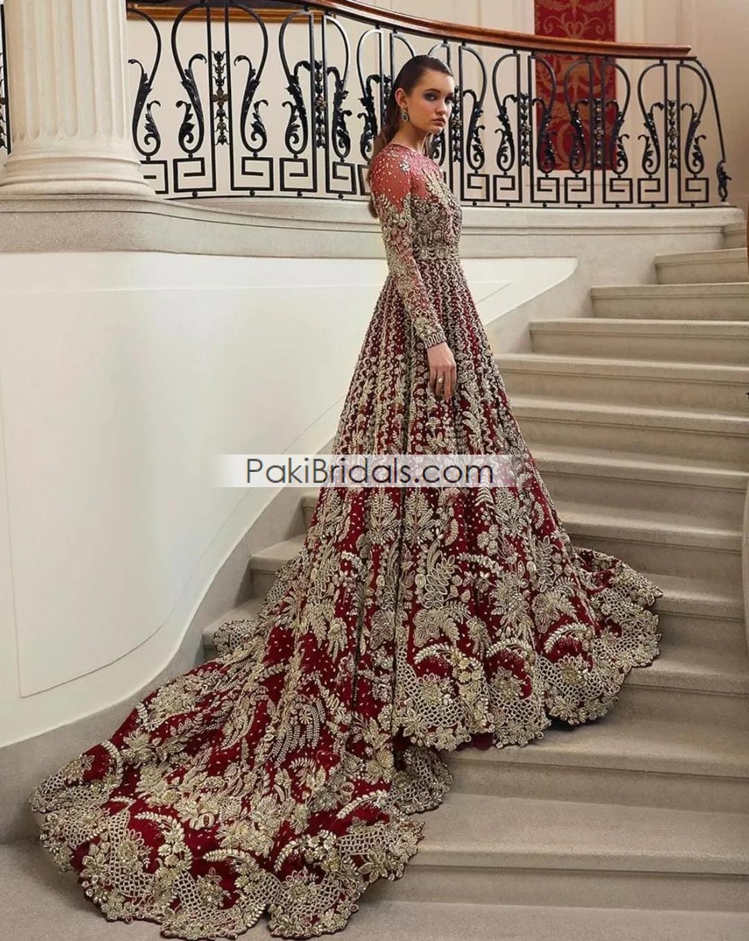 Red Tail Bridal Maxi Pakistani 837 - Image 6