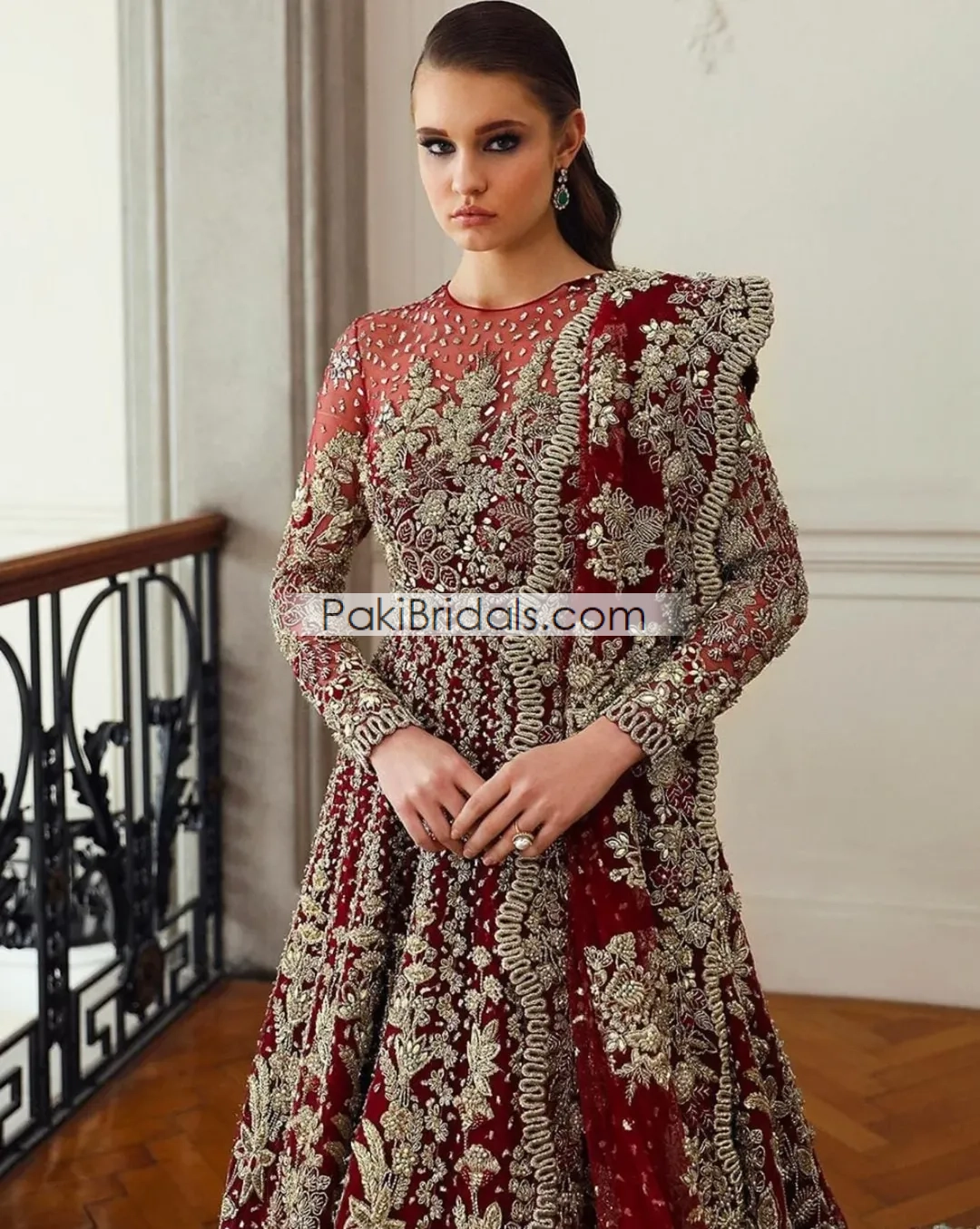 Red Tail Bridal Maxi Pakistani 837 - Image 3