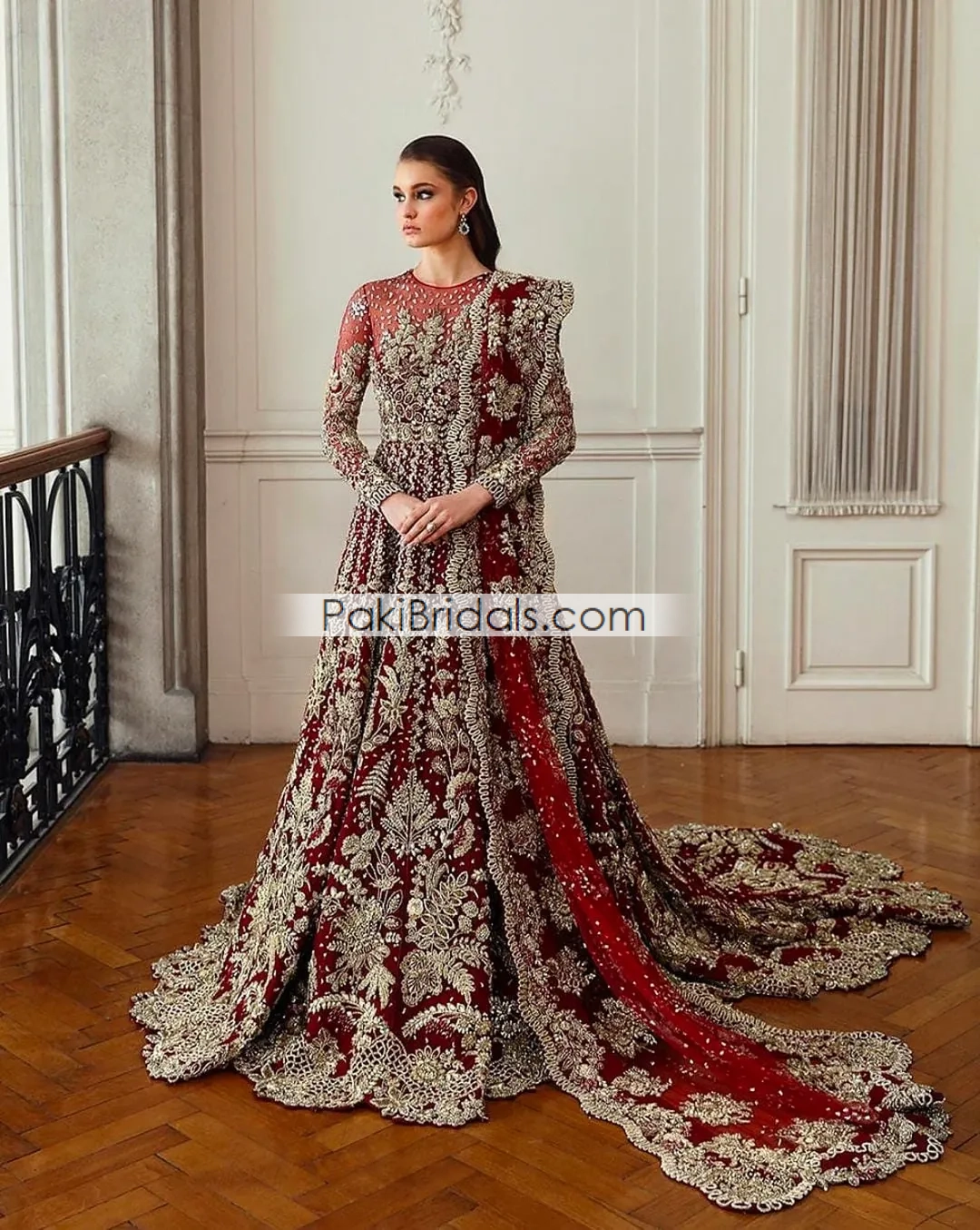 Red Tail Bridal Maxi Pakistani 837 - Image 4