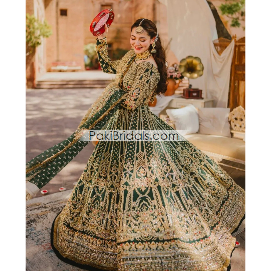 Green Bridal Wear Hania Amir Pakistani 833