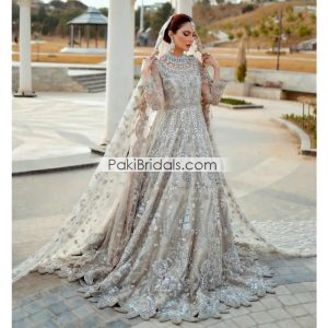 Silver Walima Bridal Maxi Tail Dupatta 834