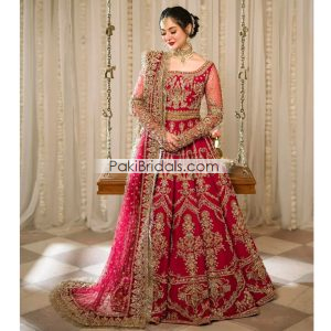 Hania Amir Red Pakistani Bridal Lehenga 832