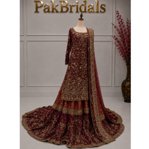 maroon bridal farshi dress cover