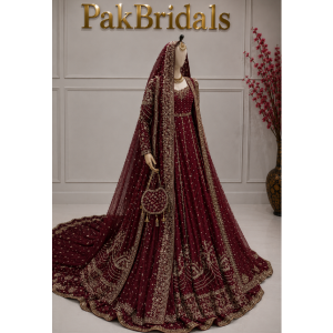 maroon pakistani bridal maxi cover