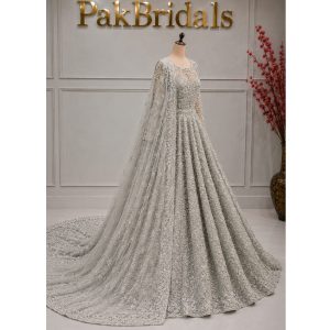 silver pakistani trail bridal wear cover
